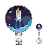Spaceship Milkyway Galaxy Stainless Steel Nurses Watch