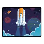 Spaceship Milkyway Galaxy Two Sides Fleece Blanket (Small)