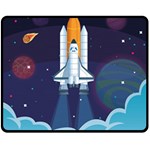 Spaceship Milkyway Galaxy Two Sides Fleece Blanket (Medium)