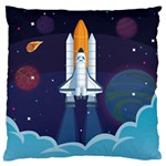 Spaceship Milkyway Galaxy Standard Premium Plush Fleece Cushion Case (Two Sides)