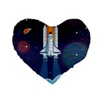 Spaceship Milkyway Galaxy Standard 16  Premium Flano Heart Shape Cushions