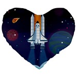 Spaceship Milkyway Galaxy Large 19  Premium Flano Heart Shape Cushions