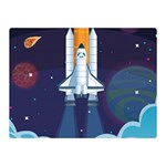 Spaceship Milkyway Galaxy Two Sides Premium Plush Fleece Blanket (Mini)