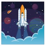 Spaceship Milkyway Galaxy Square Satin Scarf (36  x 36 )