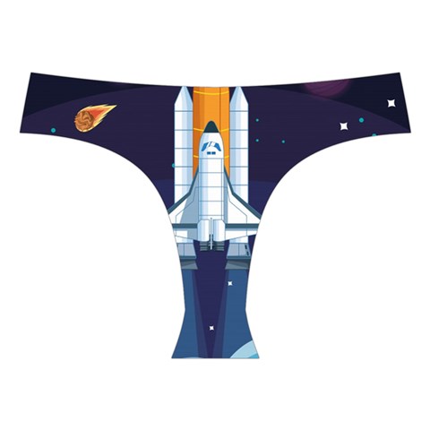 Spaceship Milkyway Galaxy Cross Back Hipster Bikini Set from ArtsNow.com Front Under