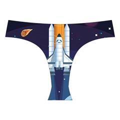 Spaceship Milkyway Galaxy Cross Back Hipster Bikini Set from ArtsNow.com Front Under