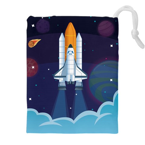 Spaceship Milkyway Galaxy Drawstring Pouch (4XL) from ArtsNow.com Front