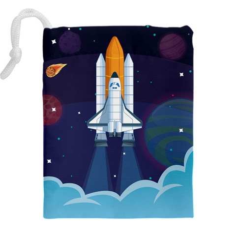 Spaceship Milkyway Galaxy Drawstring Pouch (4XL) from ArtsNow.com Back
