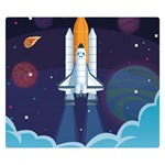 Spaceship Milkyway Galaxy Premium Plush Fleece Blanket (Small)