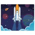Spaceship Milkyway Galaxy Premium Plush Fleece Blanket (Medium)