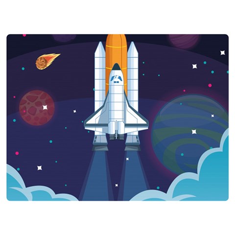 Spaceship Milkyway Galaxy Two Sides Premium Plush Fleece Blanket (Extra Small) from ArtsNow.com 40 x30  Blanket Front