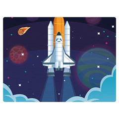Spaceship Milkyway Galaxy Two Sides Premium Plush Fleece Blanket (Extra Small) from ArtsNow.com 40 x30  Blanket Back