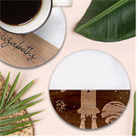 Spaceship Milkyway Galaxy Classic Marble Wood Coaster (Round) 