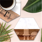 Spaceship Milkyway Galaxy Marble Wood Coaster (Hexagon) 