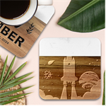 Spaceship Milkyway Galaxy Marble Wood Coaster (Square)