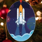 Spaceship Milkyway Galaxy UV Print Acrylic Ornament Oval