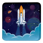Spaceship Milkyway Galaxy Square Glass Fridge Magnet (4 pack)