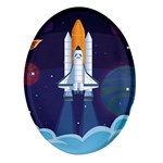 Spaceship Milkyway Galaxy Oval Glass Fridge Magnet (4 pack)