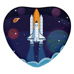 Spaceship Milkyway Galaxy Heart Glass Fridge Magnet (4 pack)