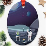 Alien Astronaut Scene Ornament (Oval)