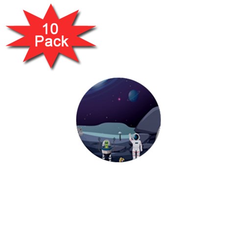 Alien Astronaut Scene 1  Mini Buttons (10 pack)  from ArtsNow.com Front