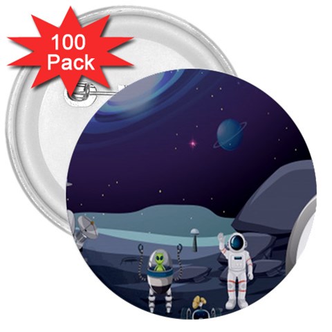 Alien Astronaut Scene 3  Buttons (100 pack)  from ArtsNow.com Front