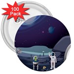 Alien Astronaut Scene 3  Buttons (100 pack) 