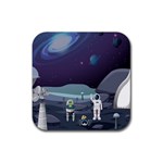 Alien Astronaut Scene Rubber Coaster (Square)