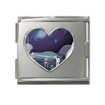 Alien Astronaut Scene Mega Link Heart Italian Charm (18mm)