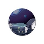 Alien Astronaut Scene Rubber Round Coaster (4 pack)