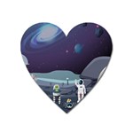 Alien Astronaut Scene Heart Magnet