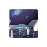 Alien Astronaut Scene Square Magnet