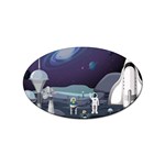 Alien Astronaut Scene Sticker Oval (100 pack)