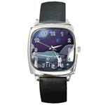 Alien Astronaut Scene Square Metal Watch