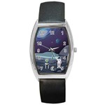 Alien Astronaut Scene Barrel Style Metal Watch