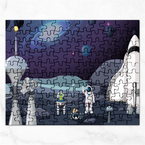 Alien Astronaut Scene Rectangular Jigsaw Puzzl from ArtsNow.com Front