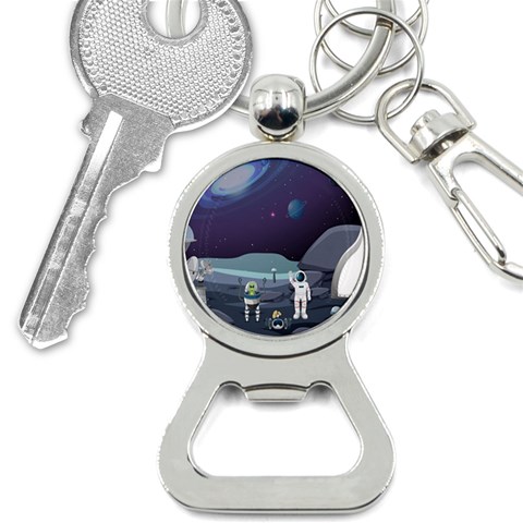 Alien Astronaut Scene Bottle Opener Key Chain from ArtsNow.com Front