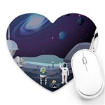Alien Astronaut Scene Heart Mousepad