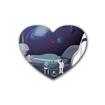 Alien Astronaut Scene Rubber Coaster (Heart)