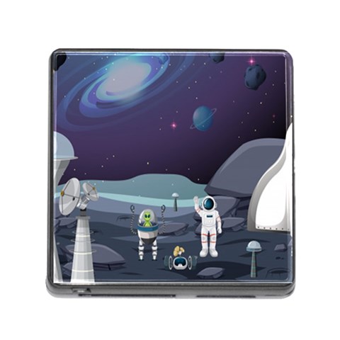 Alien Astronaut Scene Memory Card Reader (Square 5 Slot) from ArtsNow.com Front