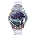 Alien Astronaut Scene Stainless Steel Analogue Watch