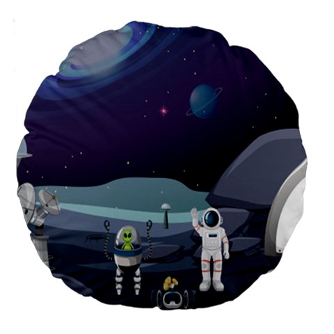 Alien Astronaut Scene Large 18  Premium Round Cushions from ArtsNow.com Front