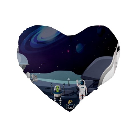 Alien Astronaut Scene Standard 16  Premium Heart Shape Cushions from ArtsNow.com Front