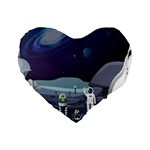 Alien Astronaut Scene Standard 16  Premium Heart Shape Cushions