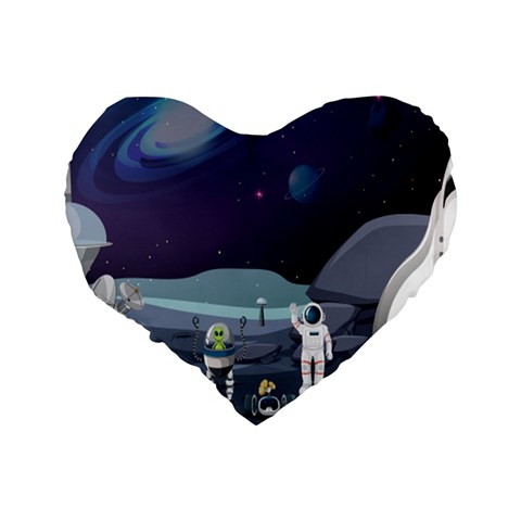 Alien Astronaut Scene Standard 16  Premium Heart Shape Cushions from ArtsNow.com Back