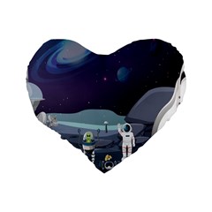 Alien Astronaut Scene Standard 16  Premium Heart Shape Cushions from ArtsNow.com Back