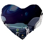 Alien Astronaut Scene Large 19  Premium Heart Shape Cushions