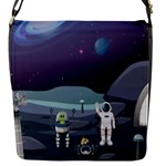 Alien Astronaut Scene Flap Closure Messenger Bag (S)