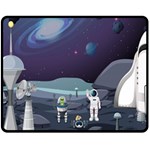Alien Astronaut Scene Two Sides Fleece Blanket (Medium)