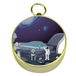 Alien Astronaut Scene Gold Compasses